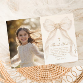 First Holy Communion Bow Photo Thank you Card Einladung