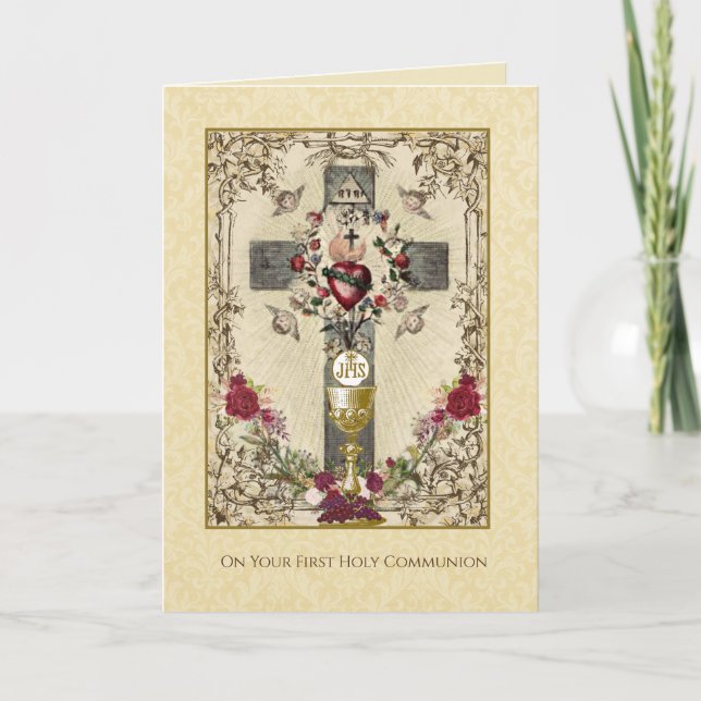 First Holy Communion Catholic Traditional Karte (Vorderseite)