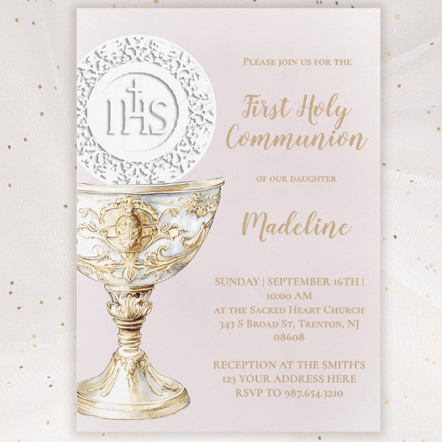  First Holy Communion Chalice Host Einladung (Von Creator hochgeladen)
