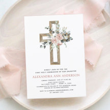 First Holy Communion Dusty Pink Rose Greenery
