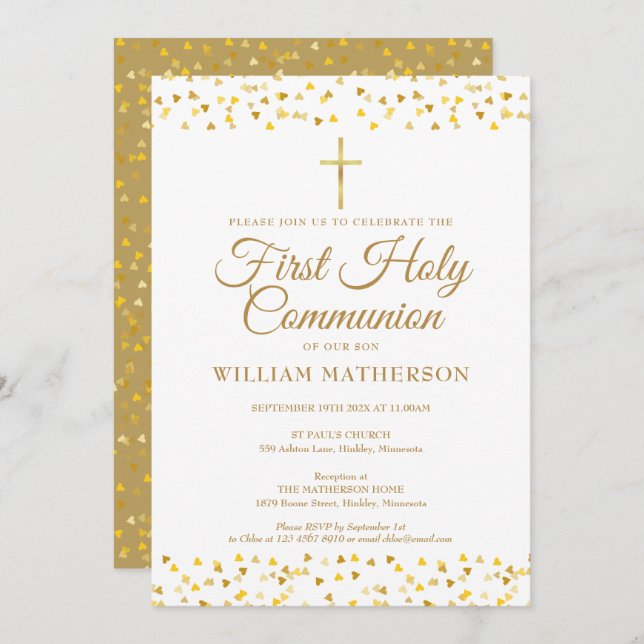 First Holy Communion Elegant  Einladung (Vorne/Hinten)