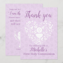 First Holy Communion Girl Flat Danke Karte