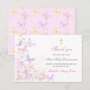 First Holy Communion Pink Butterfly Girl Danke