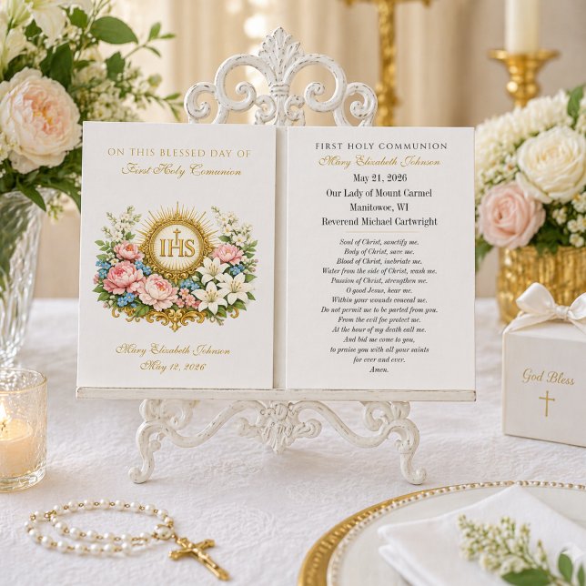 First Holy Communion Remembrance IHS Floral  (Von Creator hochgeladen)