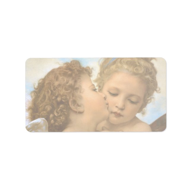 First Kiss (Engeldetails) von Bouguereau Adressaufkleber (Vorne)