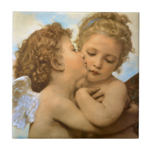 First Kiss (Engeldetails) von Bouguereau Fliese