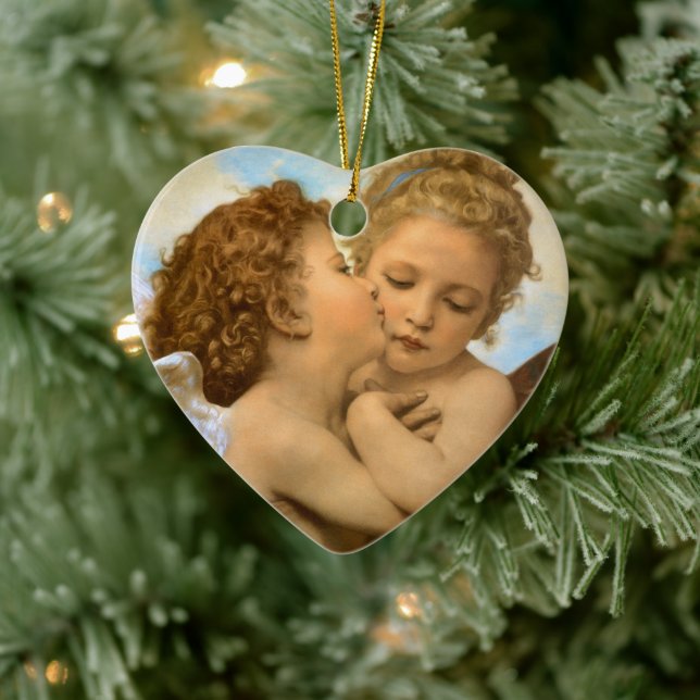 First Kiss (Engeldetails) von Bouguereau Keramikornament (Baum)