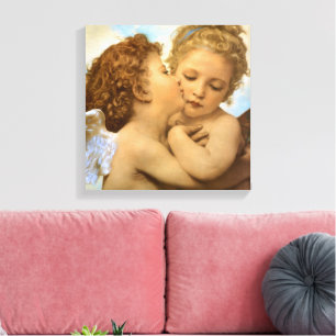 First Kiss (Engeldetails) von Bouguereau Leinwanddruck