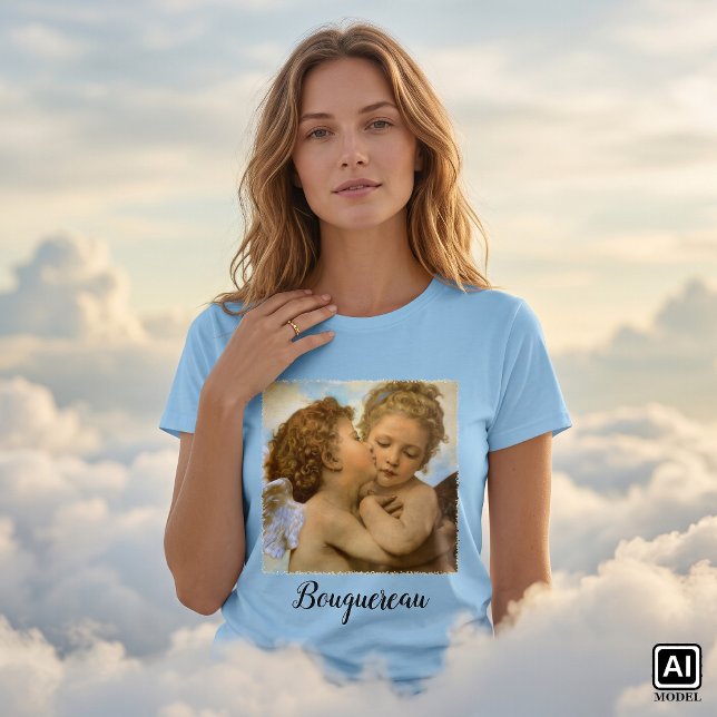 First Kiss (Engeldetails) von Bouguereau T-Shirt (The First Kiss, angels detail by Bouguereau is a vintage Victorian mythology realism painting.)