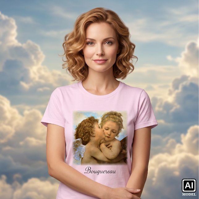 First Kiss (Engeldetails) von Bouguereau T-Shirt (The First Kiss, angels detail by Bouguereau is a vintage Victorian mythology realism painting.)