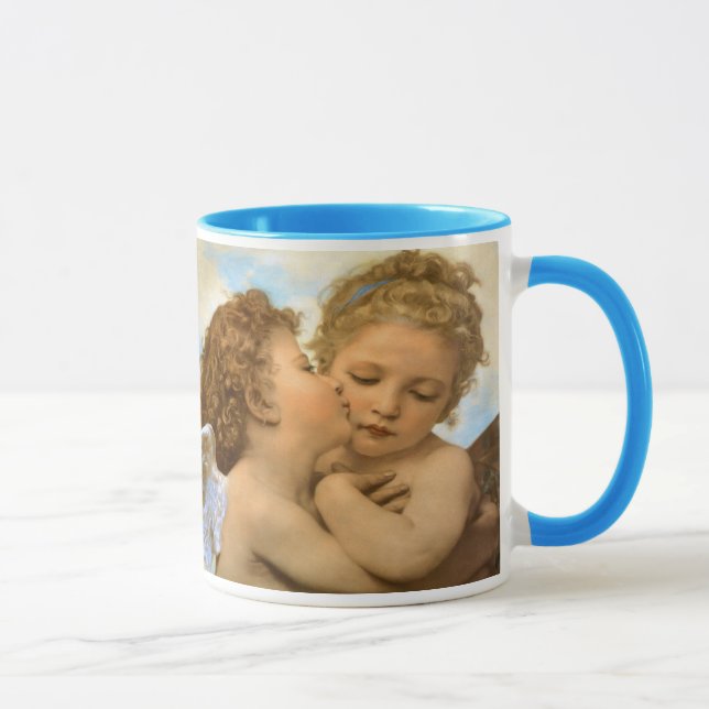 First Kiss (Engeldetails) von Bouguereau Tasse (Rechts)