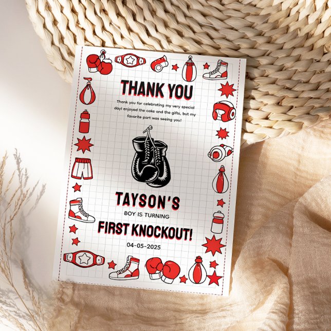First Knockout Boxing 1st Birthday – Fun Kids Dankeskarte (First Knockout Boxing 1st Birthday – Fun Kids Thank You Card
)