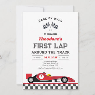 First Lap Around the Track Race Car 1st Birthday  Einladung