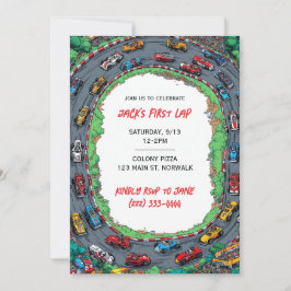 First Lap Boy's First Birthday Invitation  Einladung
