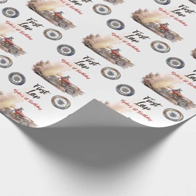 First Lap Little Racer 1st Birthday Geschenkpapier (Ecke)