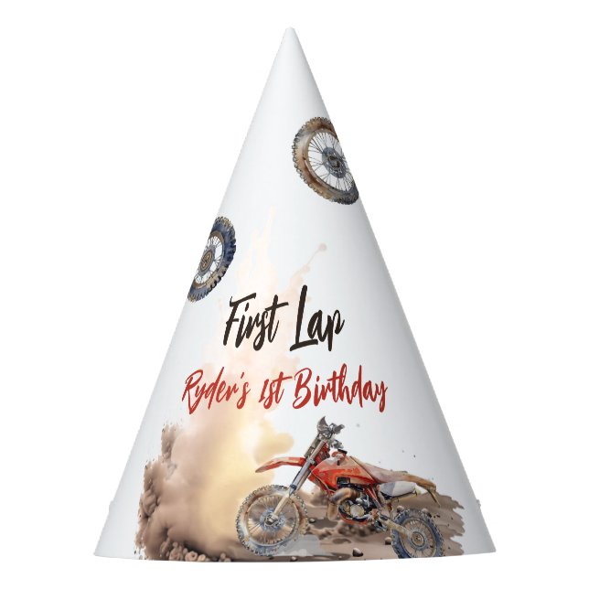 First Lap Little Racer 1st Birthday Partyhütchen (Vorderseite)