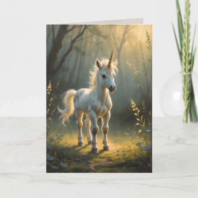 First Light Kin Unicorn Greeting Card  Karte (Vorderseite)