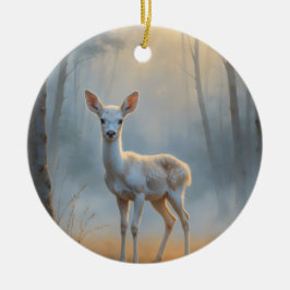 First Light Kin White Stag Glass Ornament