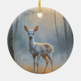 First Light Kin White Stag Glass Ornament