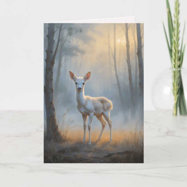 First Light Kin White Stag Greeting Card Karte (Vorderseite)