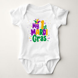 First Mardi Gras Milestone Glitzern Party Baby Strampler