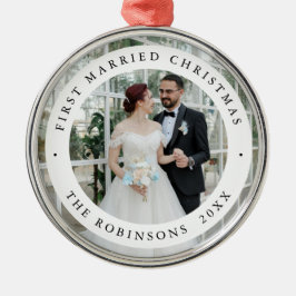 First Married Christmas Photo Modern Keepsake Ornament Aus Metall