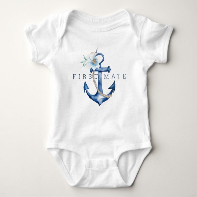 First Mate Baby Bodysuit | Wasserfarbe Baby Strampler (Vorderseite)