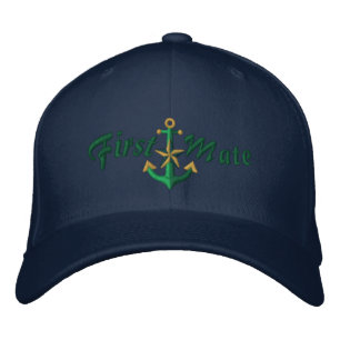 First Mate Nautical Star Anchor Green Bestickte Kappe