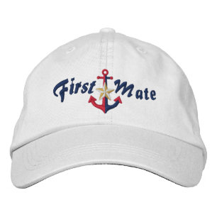 First Mate Nautical Star Anker Ihr Name Bestickte Kappe