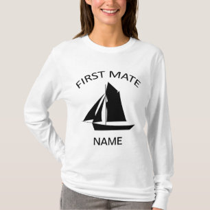 First Mate Sailor Name Ladys White LS T - Shirt