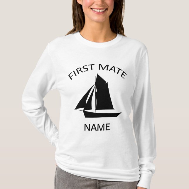 First Mate Sailor Name Ladys White LS T - Shirt (Vorderseite)