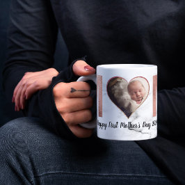 First Mother Day Baby Foto Rose Gold Herz Kaffeetasse