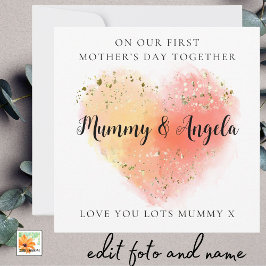 First Mother Day Best Friends Gold orange Herz Feiertagskarte