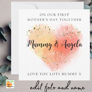 First Mother Day Best Friends Gold orange Herz Feiertagskarte