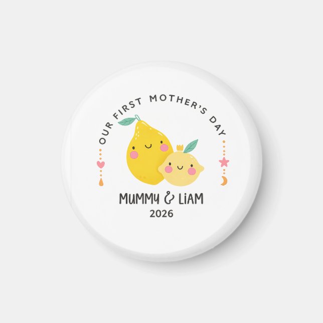 First Mother’s Day 2026 Cute Lemon Mom & Baby  Magnet (Vorne)