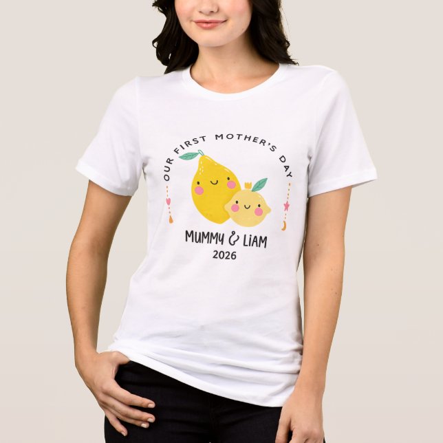 First Mother’s Day 2026 Cute Lemon Mom & Baby  Tri-Blend Shirt (Vorderseite)