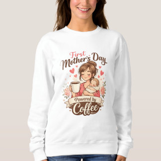 First Mother’s Day Fueled by Coffee – New Mom Gift Sweatshirt