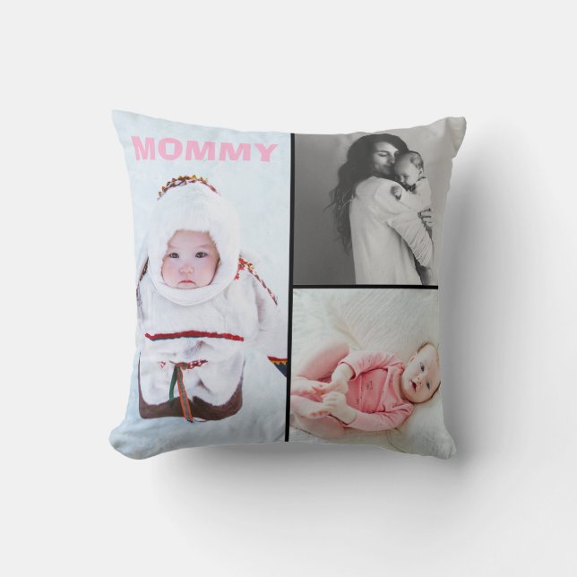First Mothers Day 3 photo Collage Throw Pillow Kissen (Vorderseite)