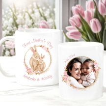 First Mother's Day Bunny Baby Girl Foto Name Pink