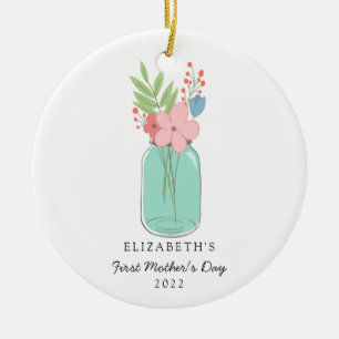 First Mother's Day Mason Jar Personalized Cute Keramik Ornament