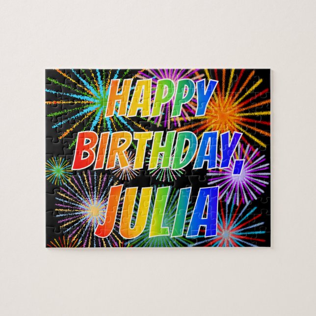 First Name "JULIA", Fun "HAPPY BIRTHDAY" Puzzle (Horizontal)