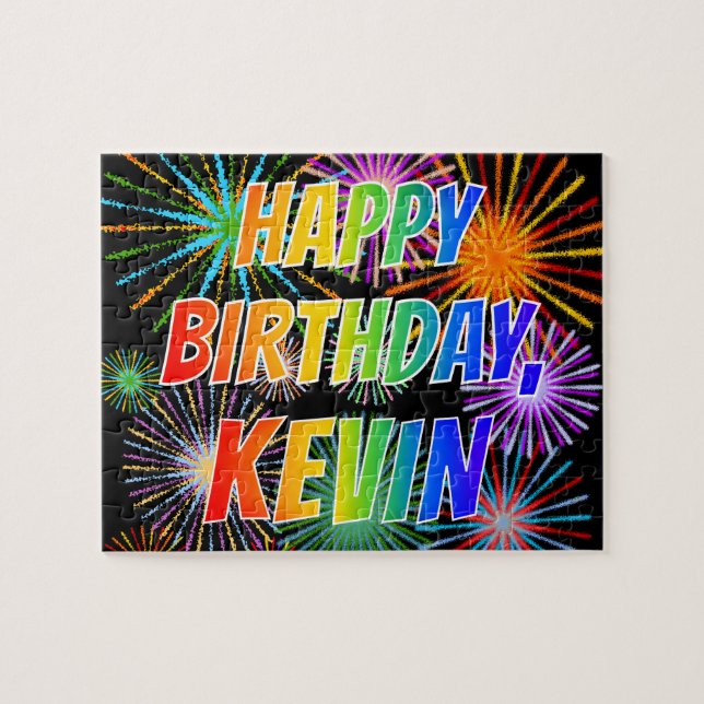 First Name "KEVIN", Fun "HAPPY BIRTHDAY" Puzzle (Horizontal)
