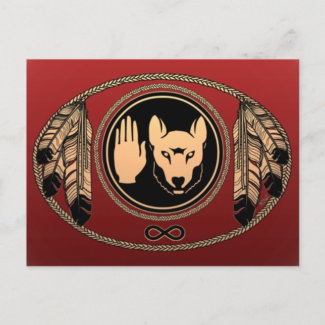 First Nations Cards Wolf Native Art Cards Metis Postkarte (Vorderseite)