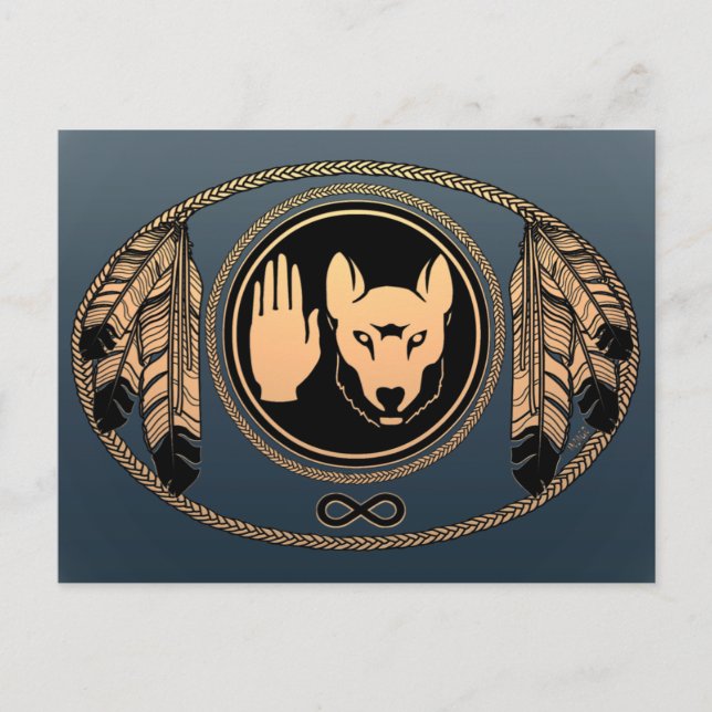 First Nations Cards Wolf Native Art Cards Metis Postkarte (Vorderseite)