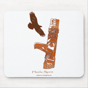 First Nations Haida Eagle & Totem Pole Mousemat Mousepad