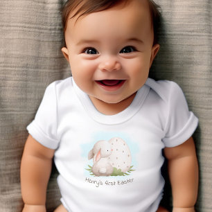 First Oaster Niedlich Bunny Personalisiert Name Ba Baby Strampler