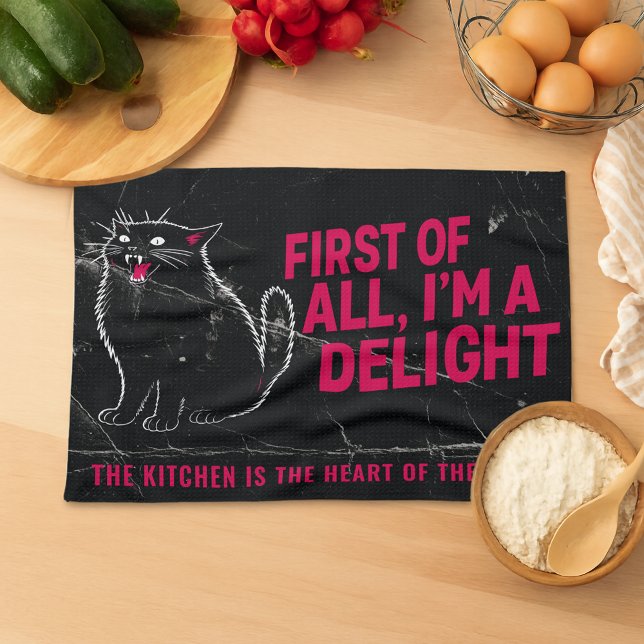First Of All I'm A Delight Roaring Black Cat Geschirrtuch (Von Creator hochgeladen)