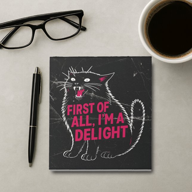 First Of All I'm A Delight Roaring Black Cat Notizblock (Von Creator hochgeladen)