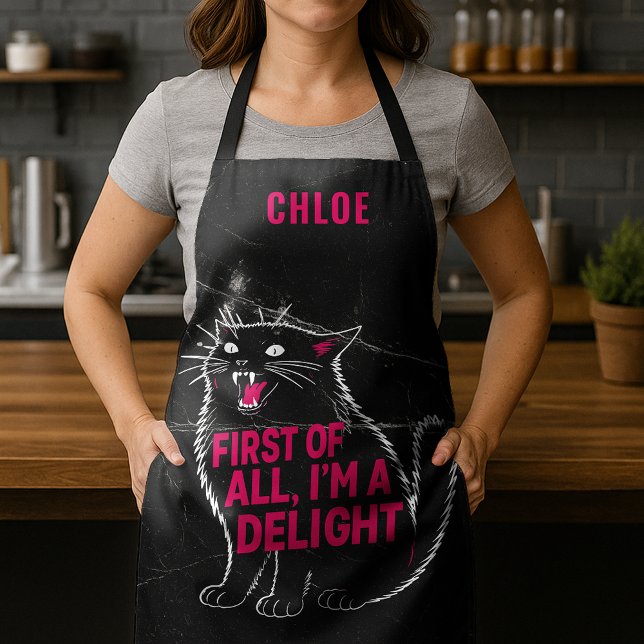 First Of All I'm A Delight Roaring Black Cat Schürze (Von Creator hochgeladen)
