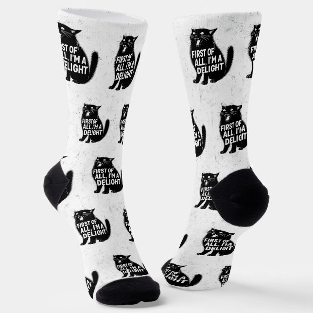 First Of All I'm A Delight Roaring Black Cat Socken (Gewinkelt)
